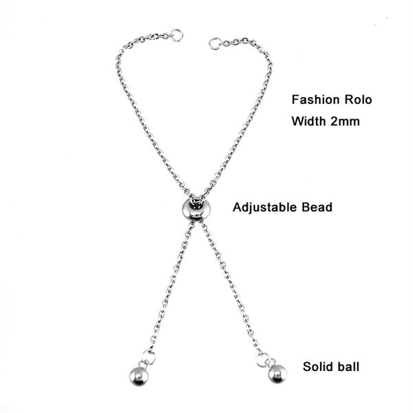 

100% stainless steel birthstone slider slide extender chain for necklace bracelet adjustable slider clasp chain in jewelry 10pcs177s, Silver