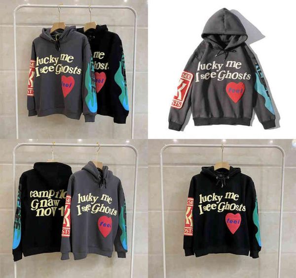 

mens designer hoodie lucky me i see ghost hoodies high fashion sweatshirt long sleeve hip hop street style pullover026593688, Black