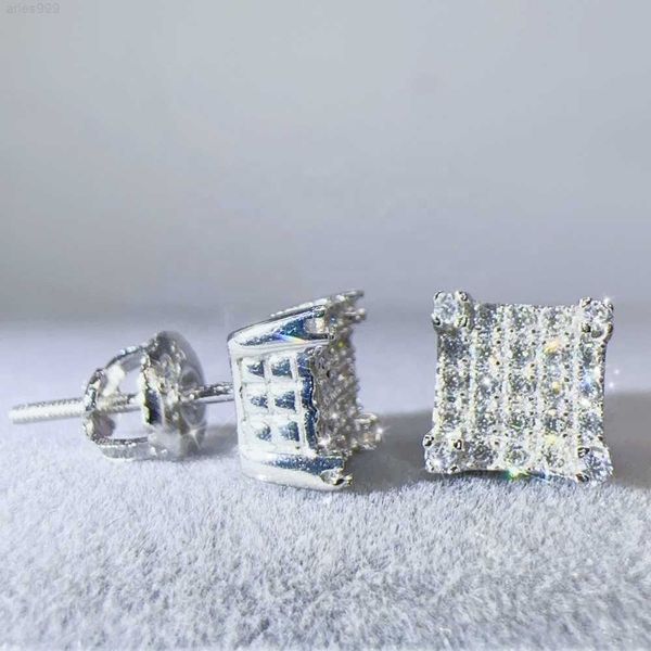 

custom hip hop jewelry 6.7mm width moissanite square earrings men iced out prong set vvs diamond earrings stud, Golden