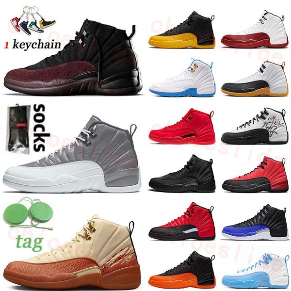 

outdoor basketball shoes 12s men women fashion sneakers burnt sunrise stealth reverse flu game brilliant orange university gold royalty taxi