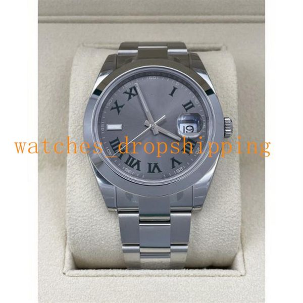 

luxury mens watch 41mm v5 version 126300 slate roman wimbledon luminous stainless steel sapphire glass super quality business wris290u, Slivery;brown