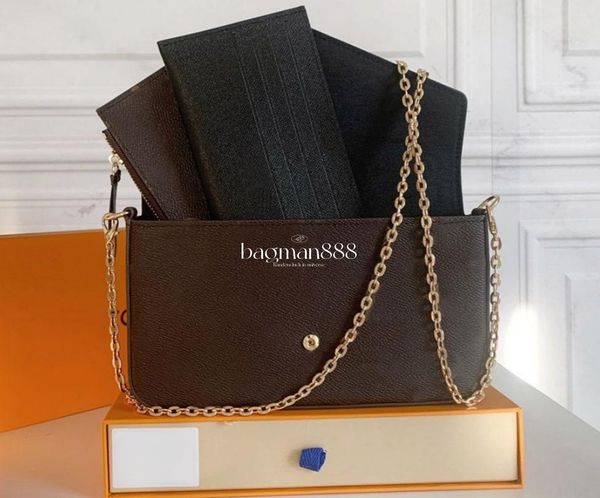 

classic 3 piece set luxury handbag designer bag the tote bag shouder crossbody bags embossed flap clutch purse envelope messenger card holde