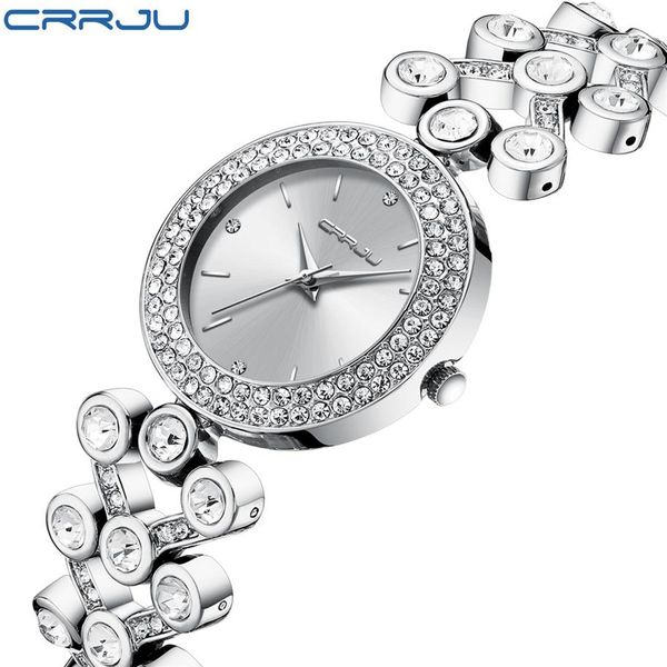 

luxury women designer watches crrju starry sky female clock quartz wristwatch fashion ladies wrist watch264o, Slivery;brown