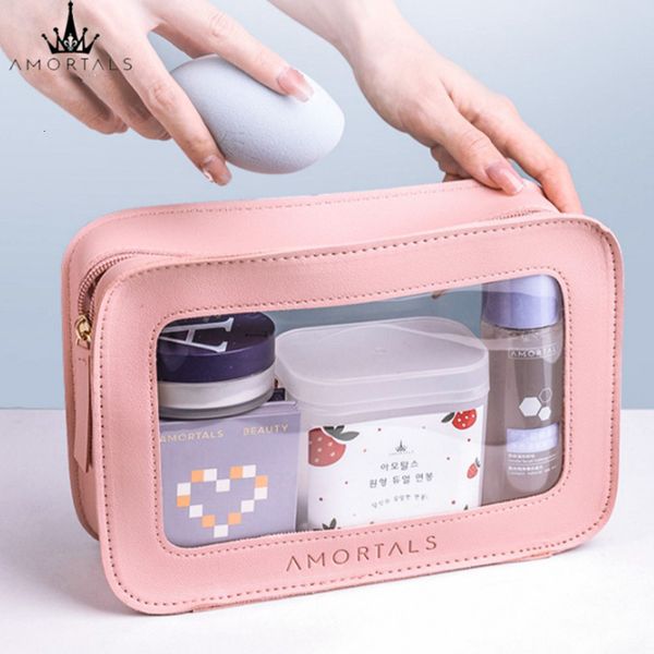 

face care devices amortals large travel cosmetic bag for women leather makeup organizer toiletry kit bags make up case storage pouch luxury