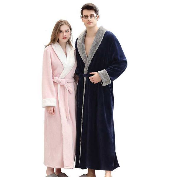 

2020 winter warm flannel robes coral fleece long bathrobe women pajamas men kimono bath robe bridesmaid dressing gown, Black;red