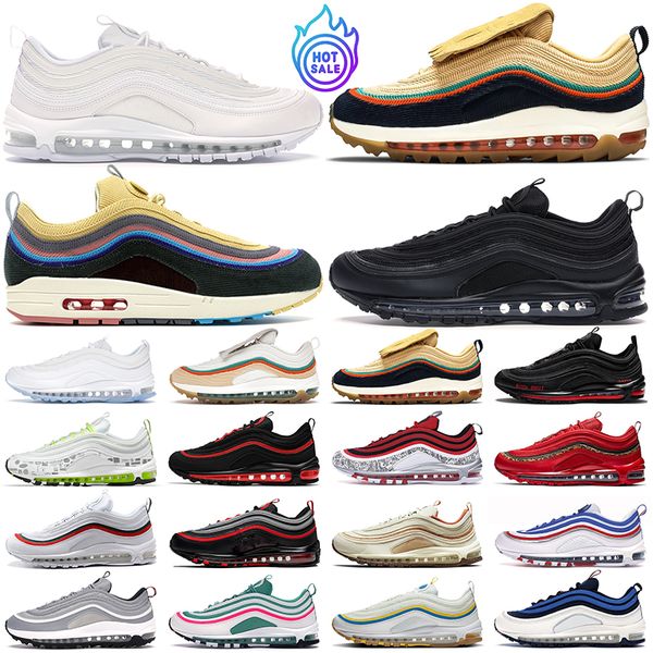 

designer 97 running shoes mens trainers 97s triple black white jesus sean wotherspoon bred undefeated volt reflective men women outdoor spor