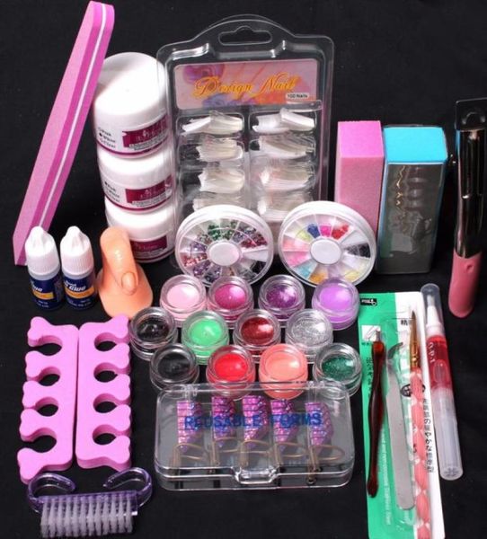 

menow 2018 newly pro 24 in 1 acrylic nail art tips liquid buffer glitter deco tools full kit professional set 08087761896