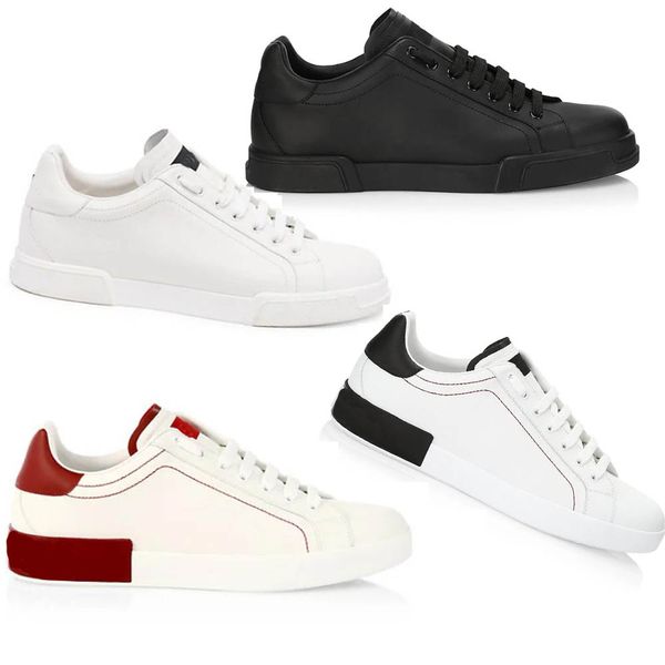 

luxury 22s/s white leather calfskin nappa portofino sneakers shoes brands comfort outdoor trainers men's casual walking eu38-46, Black