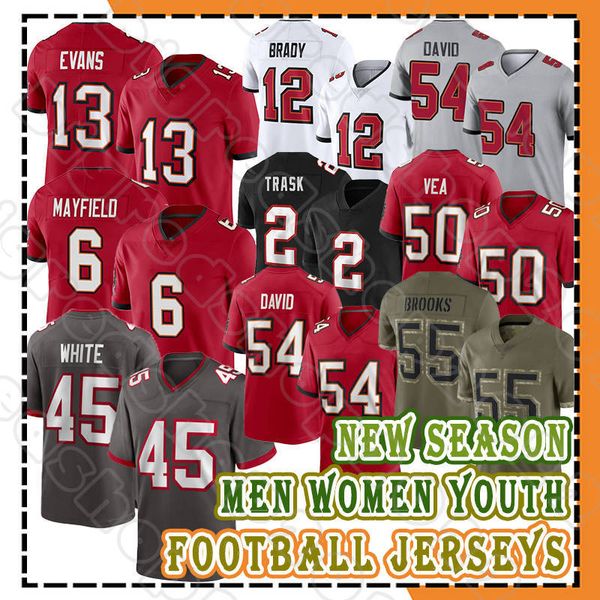 

vita vea baker mayfield football mike evans jerseys tom brady devin white buccaneeres lavonte david chris godwin shaquil barrett kyle trask, Black;red