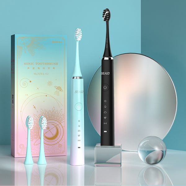 

toothbrush seago s2 sonic electric toothbrush usb rechargeable tooth brush eectronic oral hygiene dental teeth brush 2 replace brush heads 2