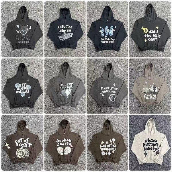 

broken planet hoodie foam letter print hoodie loose mens y2k hoody 3d foam graffiti letter sweater hip hop harajuku sweatshirts pullover wom, Black
