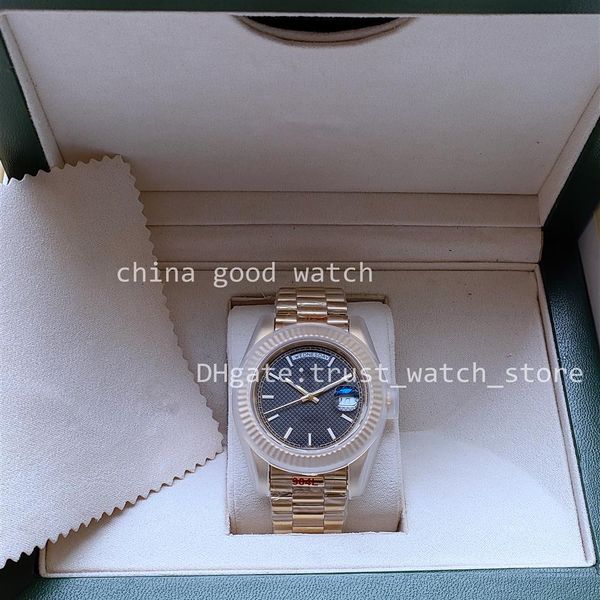 

st9 super watch with box papers black grid dial mens automatic movement 41 mm watch classic watches yellow gold 904l steel sapphir2178, Slivery;black