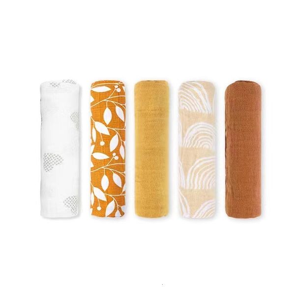 

blankets swaddling 5 pieces cotton muslin baby wrap thin blanket 60cmx60cm kerchief born swaddle burp cloths towel 230824