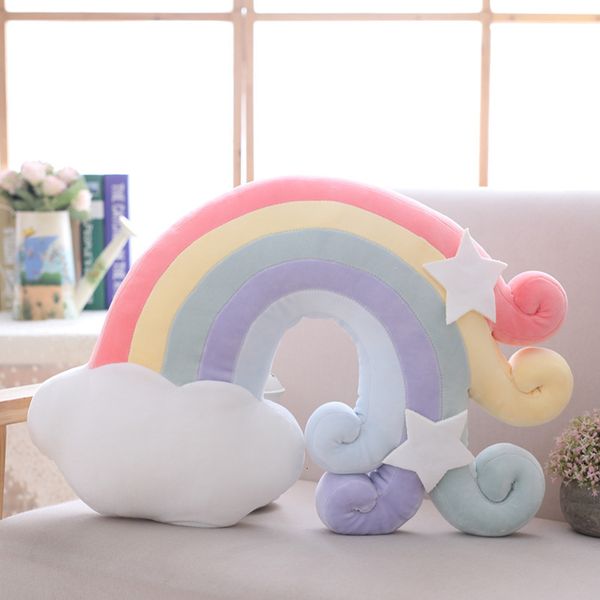 

pillows 3d plush pillow cushion gift soft stuffed backrest toys birthday funny sky clouds rainbow nature for children home decor girl 230824