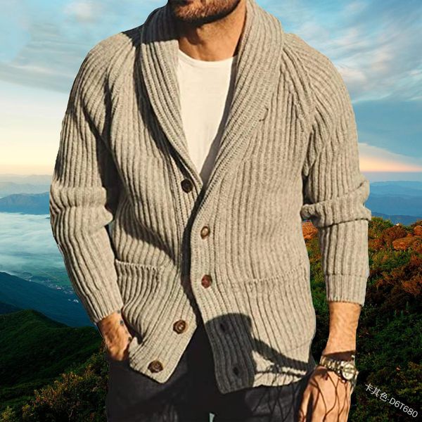 

men's sweaters sweater long sleeve solid color v neck men cardigan single breasted button winter autumn knitwear pullover jackets 23082, White;black