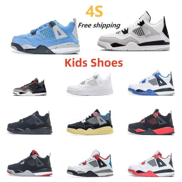 

jumpman 4s kids sneaker military black sports basketball shoes kids shoes red thunder union 4 black cat all white pink pure money trainers r