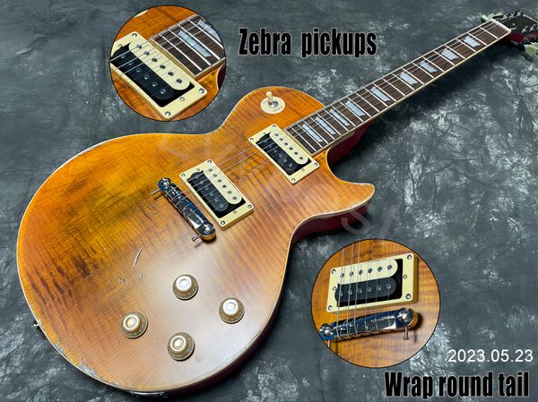 

semi-electric guitar can send orange flame particles at the of relics aged pieces warp round bridge and bone nut rosewood