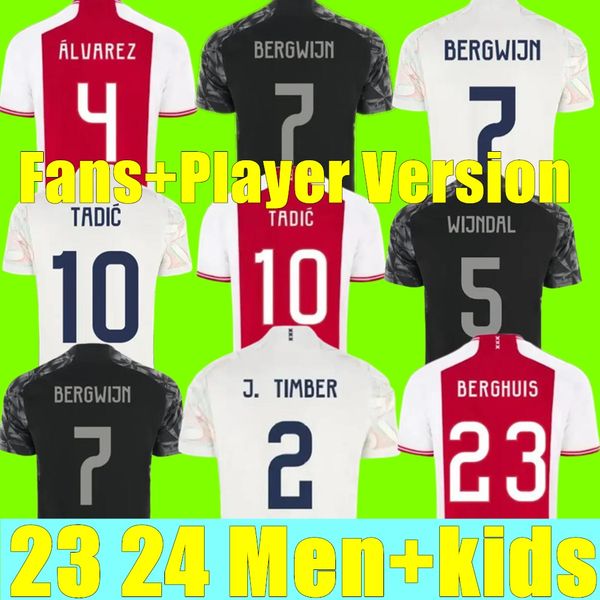 

23 24 voetbalshirts soccer jerseys kid kit 2023 2024 away home third black football shirt men player version tadic ajaxs bassey berghuis ber, Black;yellow