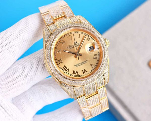 

luxury datejust 41mm oyster perpetual watch for men 3u8v jasonoo7 ladies brand full diamond uhr dial iced out montre sapphire with box, Slivery;brown