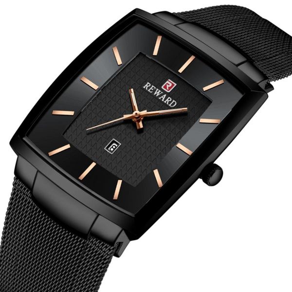 

luxury reward 48 37mm diameter dial atmosphere fashion quartz mens watch calendar comfortable steel mesh belt 6mm ultra thin gentl240c, Slivery;brown