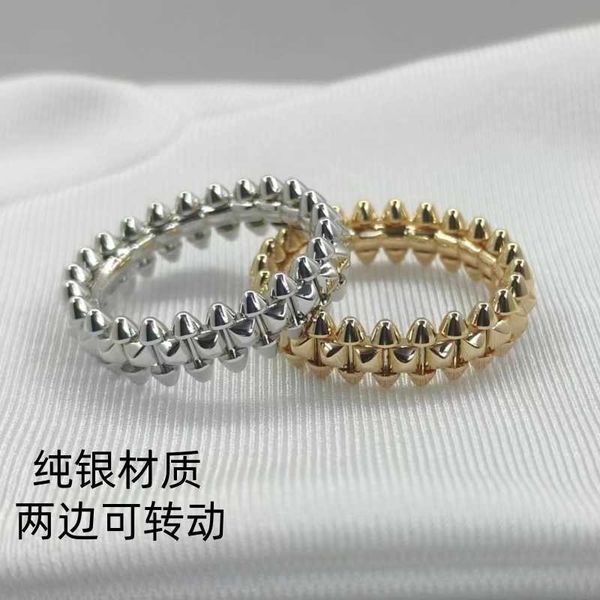 

wholesale 925 sterling silver card rivet ring 18k rose gold rotating bullet head couple cold and fashionable personality, Golden;silver