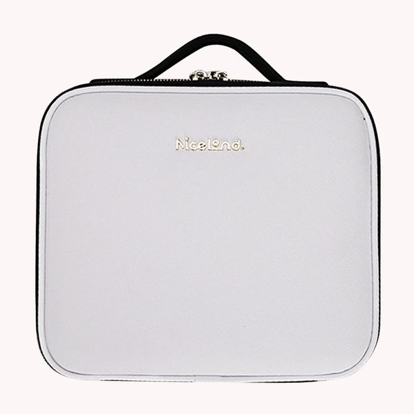 

face care devices pu leather cosmetic bag box dimmable with mirror led light multifunctional large capacity detachable partition for female