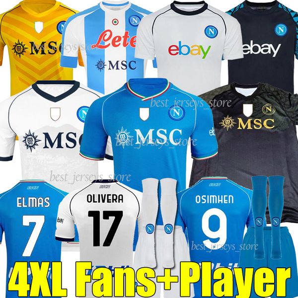 

23/24 ssc napoli soccer jerseys maglia naples 2023 cajuste zielinski anguissa olivera kvaratskhelia football shirt osimhen fabian lozano mai, Black;yellow