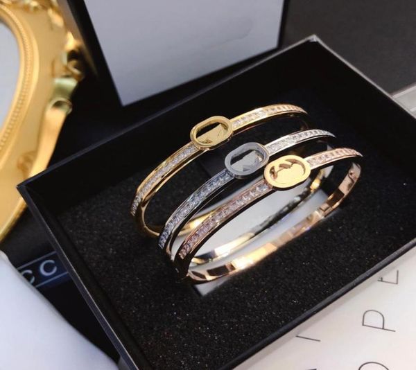 

bangles bangle luxury bracelets women designer letter jewelry 18k gold plated stainless steel wristband cuff fashion accessories l9270878, Black