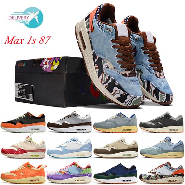 

designer maxs 1 87 og running shoes classic 1s white light madder root big bubble sport red men women outdoor sports sneakers size 36-47