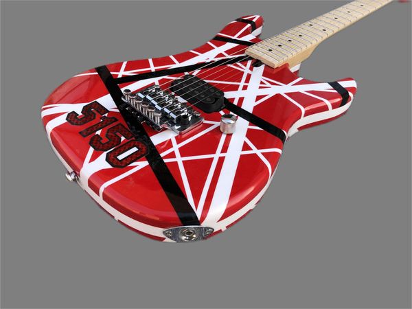 

electric guitar, 5150 red, white and black stripes, alder body, imported canadian maple fingerboard, stock including express