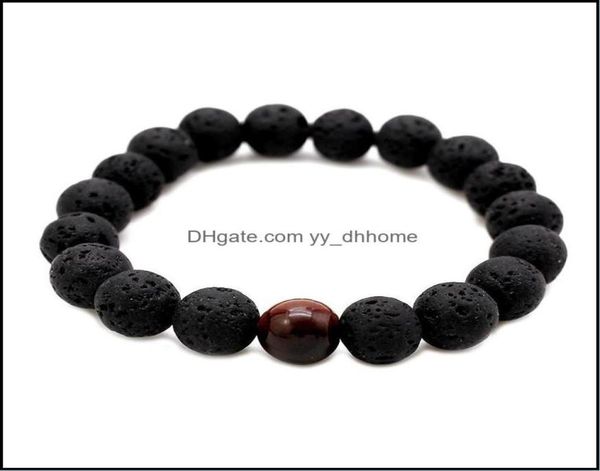 

beaded strands bracelets jewelry fashion men lava beads black volcanic rock tiger eyes energy stone handmade buddha prayer beaded 1449945