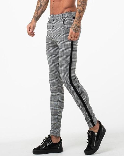 

casual pants men 2020 joggers sweatpants spring plaid pant bottom fashion tight mens skinny trousers office jogger man pants4519928, Black