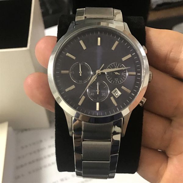 

new 2448 quartz chronograph mens watch japan movement stainless steel strap gents wristwatch box245p, Slivery;brown