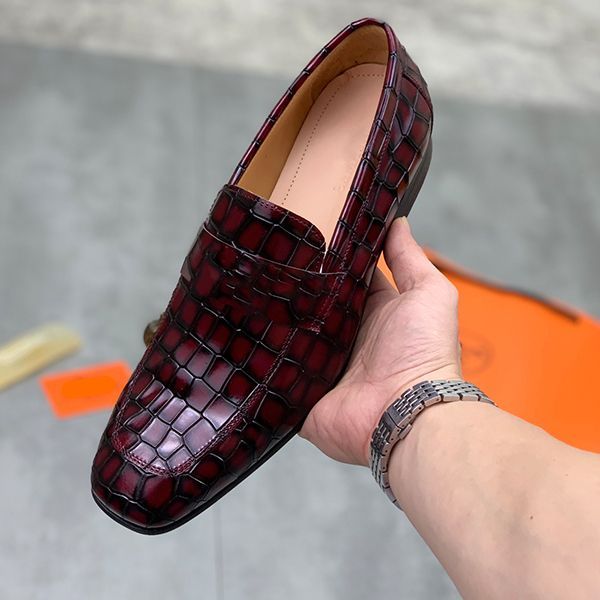 

men's shoes young men's business dress shoes men's summer leather shoes cover foot soft soled leather shoes square head witho, Black