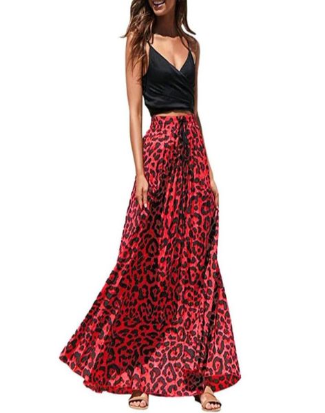 

skirts leopard print womens high waist split skirt femme bohemian maxi casual brown feminino 2021 quality lr551828522568635, Black