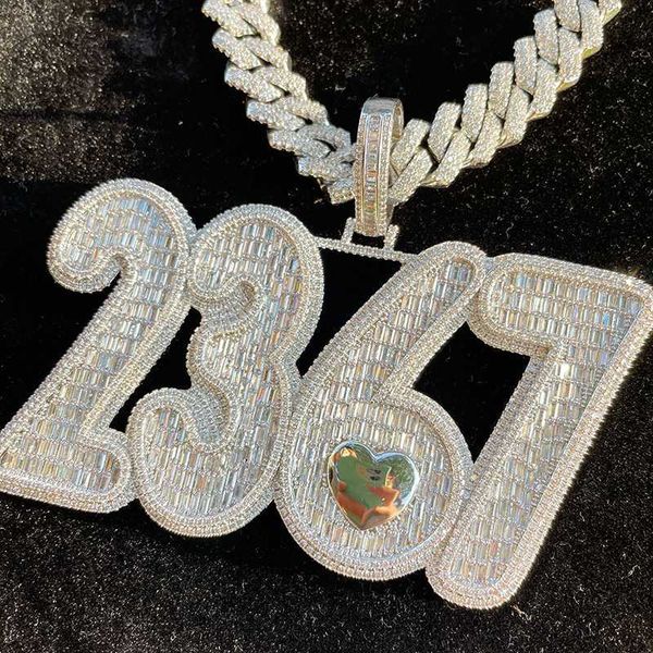 

custom hip hop full iced out 10k solid gold moissanite diamond letter pendant necklace, Silver