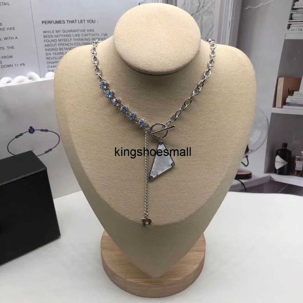 

2023new fashion women's letter inverted triangle pendant advanced design sense necklace men and women trend niche cool girl hip-hop sim, Silver