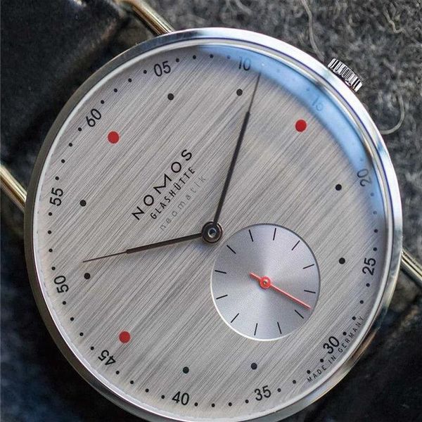 

fashion casual brand nomos waterproof leather business quartz watch men dress watches women2218, Slivery;brown