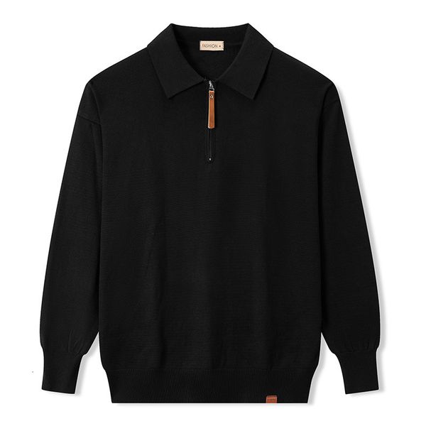 

men's sweaters autumn polo collar long sleeve knitwear men's fashion loose pullover polo half zip sweater t-shirt 230824, White;black