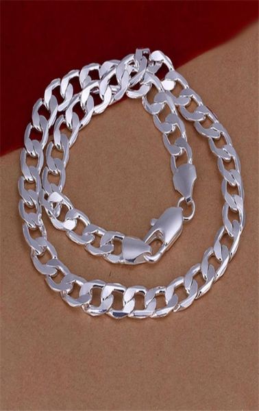 

heavy 66g 12mm flat sideways necklace men sterling silver necklace stsn202whole fashion 925 silver chains necklace factory di5890028
