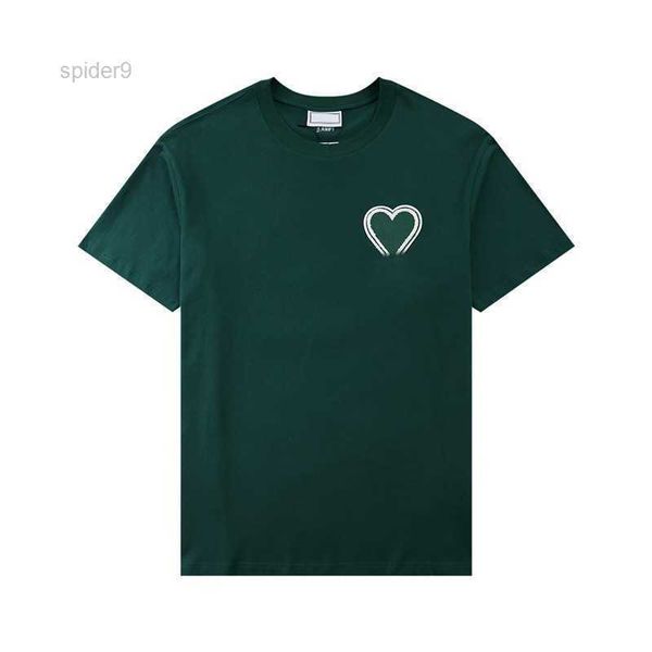 

paris fashion mens designer t shirt amis embroidered red heart solid color big love round neck short sleeve t-shirt for men and womenuivpuiv, White;black