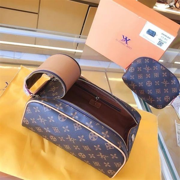 

womens brand double zipper makeup bag designer women washbag large capacity cosmetic bags toiletry bag classic man travelling toil257w