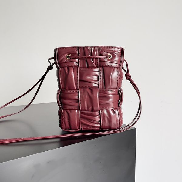 

designer small cassette bucket bag 100% lambskin designer crossbody bags fashion blue red soft leather tote mirror quality with box