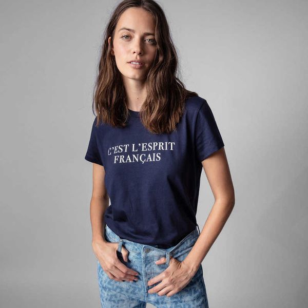 

zadig voltaire 23designer t shirt women's t-shirts spring and summer new french minority zv women's cest lesprit front and back le, White