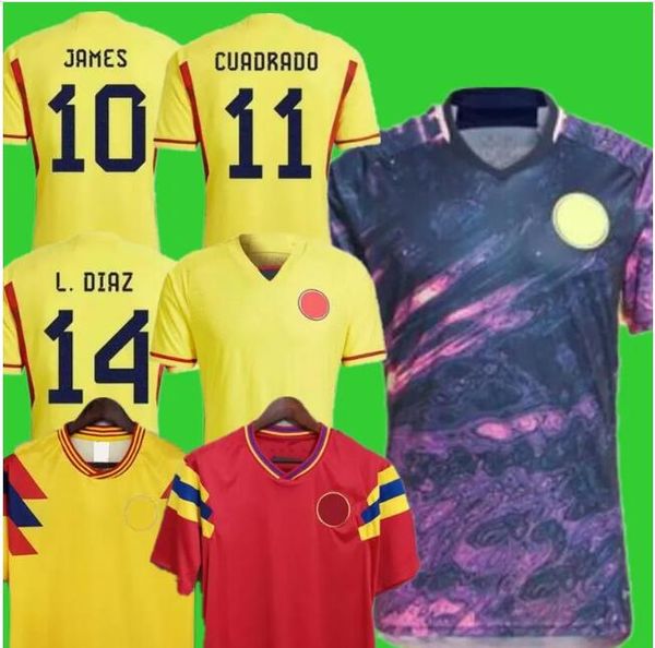 

valderrama colombia 1990 retro soccer jerseys 2023 2024 classic commemorate antique collection vintage football shirts escobar guerrero falc, Black;yellow