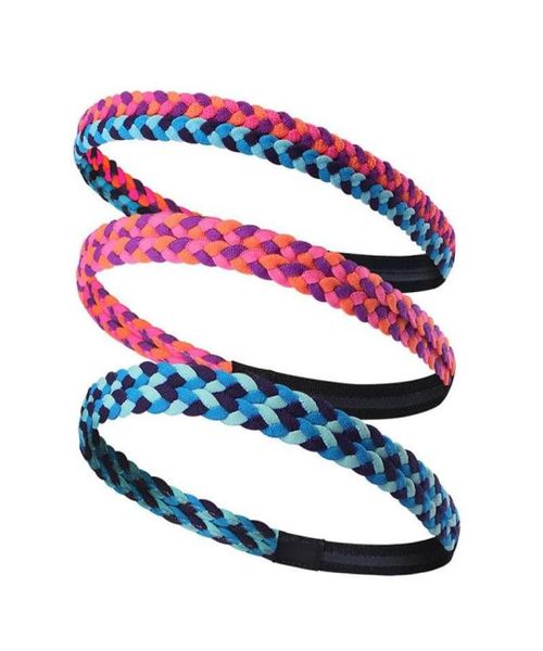 

24cm hidroschesis yoga hair bands soft women mens sports braided headbands antislip girls weave hoop double layer4601251