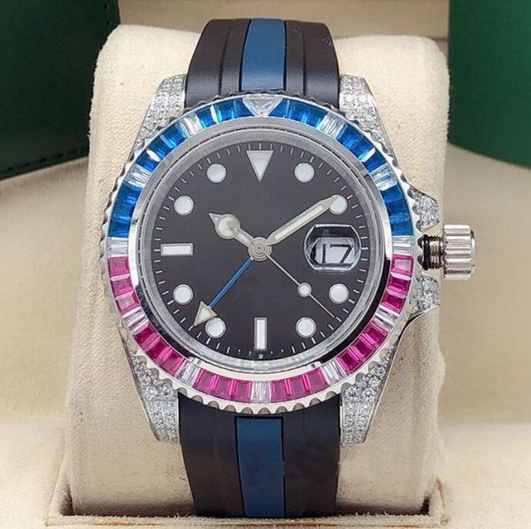 

40mm men's automatic mechanical watch mens watches tape watchband men stainless steel folding buckle sport waterproof fashion wristwatc, Slivery;brown