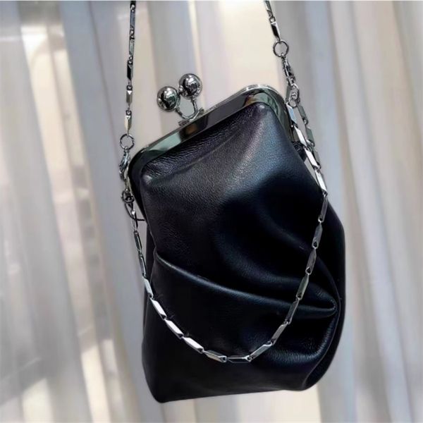 

evening bags niche designer fashion cowhide pleated bag tilt head irregular clip cloud chain crossbody bags