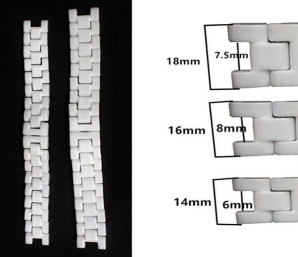 

146mm 168mm 1875mm black white ceramic watch band strap bracelet fit men lady watch5734072, Black;brown