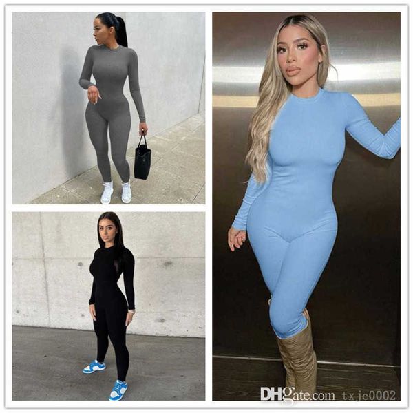 

designer womens jumpsuits 2023 autumn new fashion solid color slim fit yoga sports rompers 3 colours, Black;white